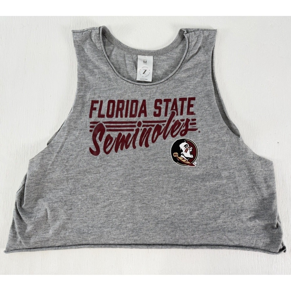 Florida‎ State University Women's Size M Seminoles Muscle Tank Top Gray Cropped